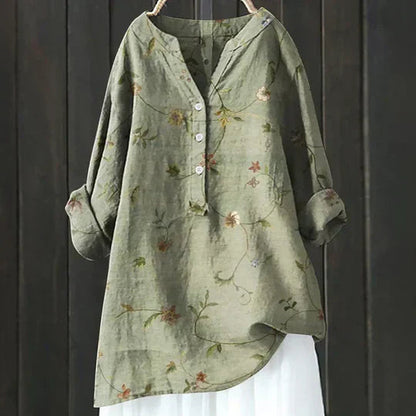 Dames tuniekblouse met knoopsluiting en ronde zoom – AMARA FLOW - Glamorix
