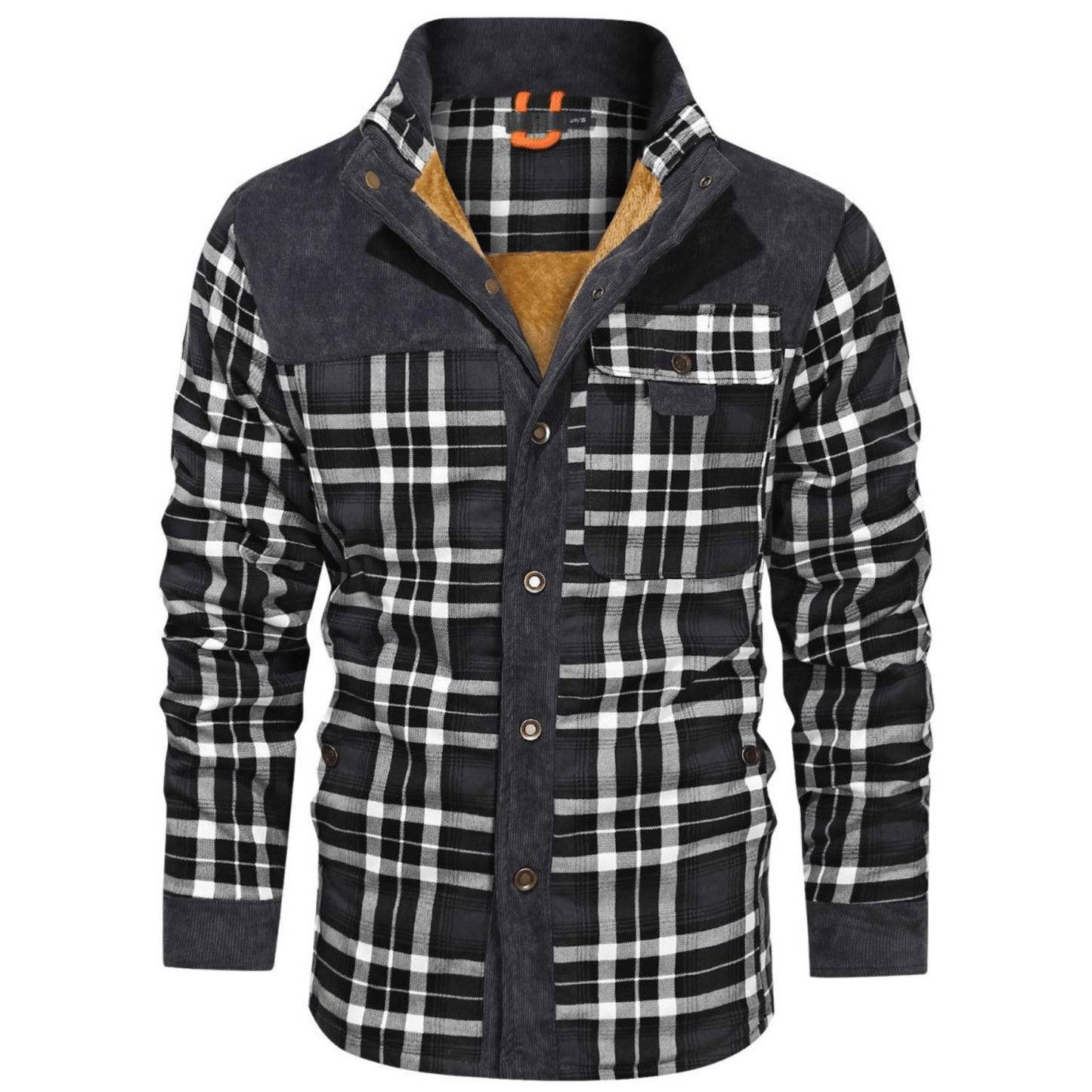 HARRIS - Herenjas met rustieke geruite knoopsluiting en corduroy accenten
