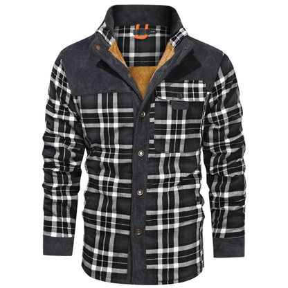 HARRIS - Herenjas met rustieke geruite knoopsluiting en corduroy accenten