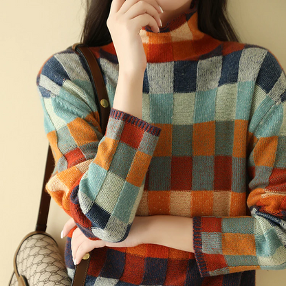 ADALYNN - Jersey de cuello alto con diseño colorido para mujeres - Glamorix