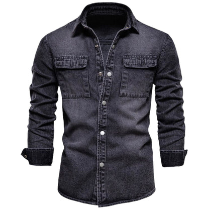 COLTON - Klassiek denim overhemd met knoopsluiting voor heren