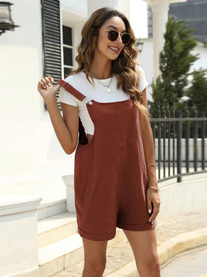 Modieus short tuinpak met verstelbare bretels – ARIONA - Glamorix