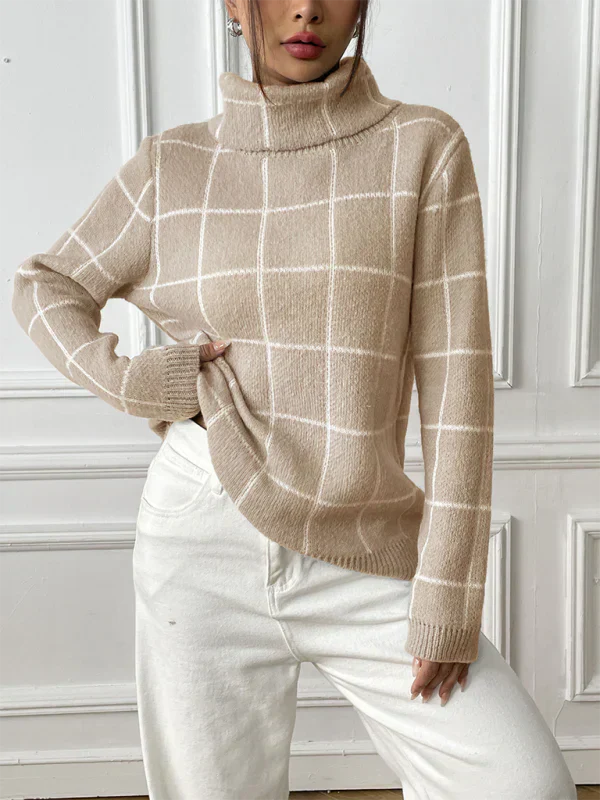WARMGRACE - Damespullover met Hoge Kraag voor Herfst en Winter