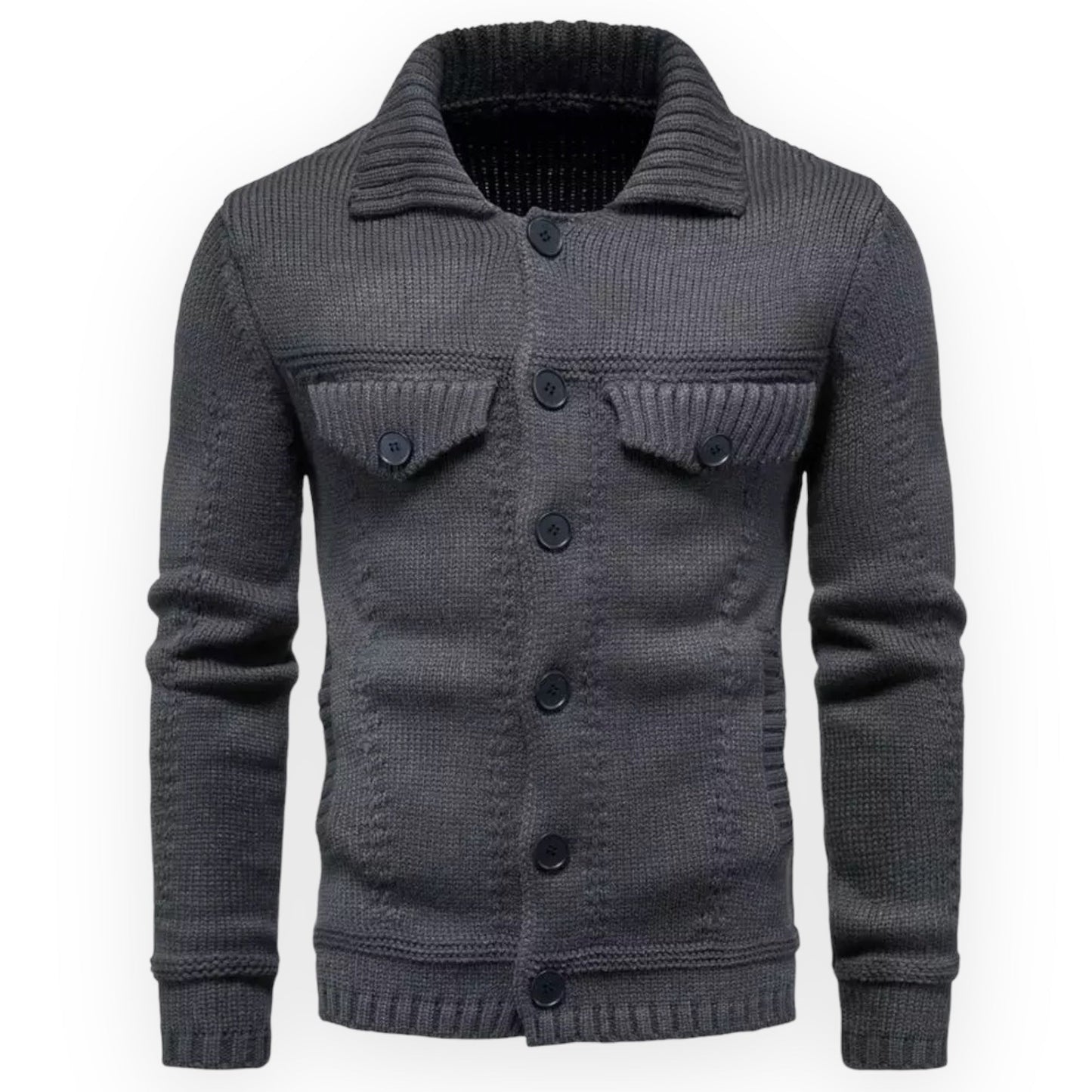 AXEL – Dik gebreid jack met knoopsluiting voor ultieme warmte en stijl