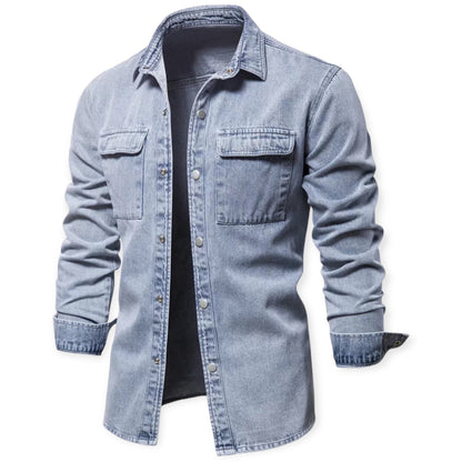 COLTON - Klassiek denim overhemd met knoopsluiting voor heren