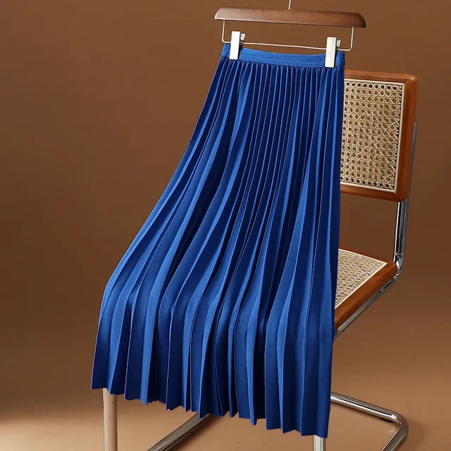 Geplisseerde dames midi-rok met elastische tailleband – MAELYN FLOW - Glamorix
