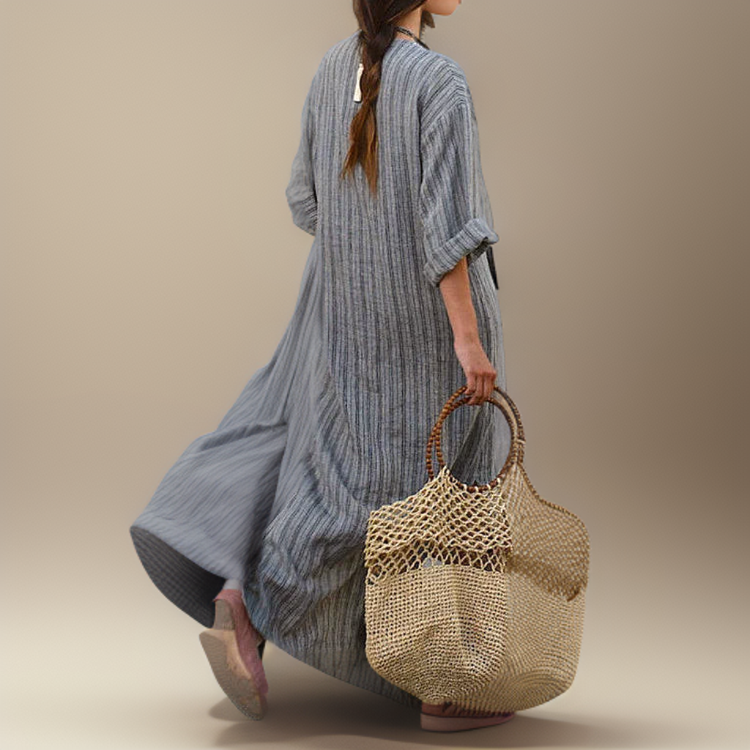 Lange damesjurk met casual pasvorm en handig voorvak – ElayaForm Dress - Glamorix