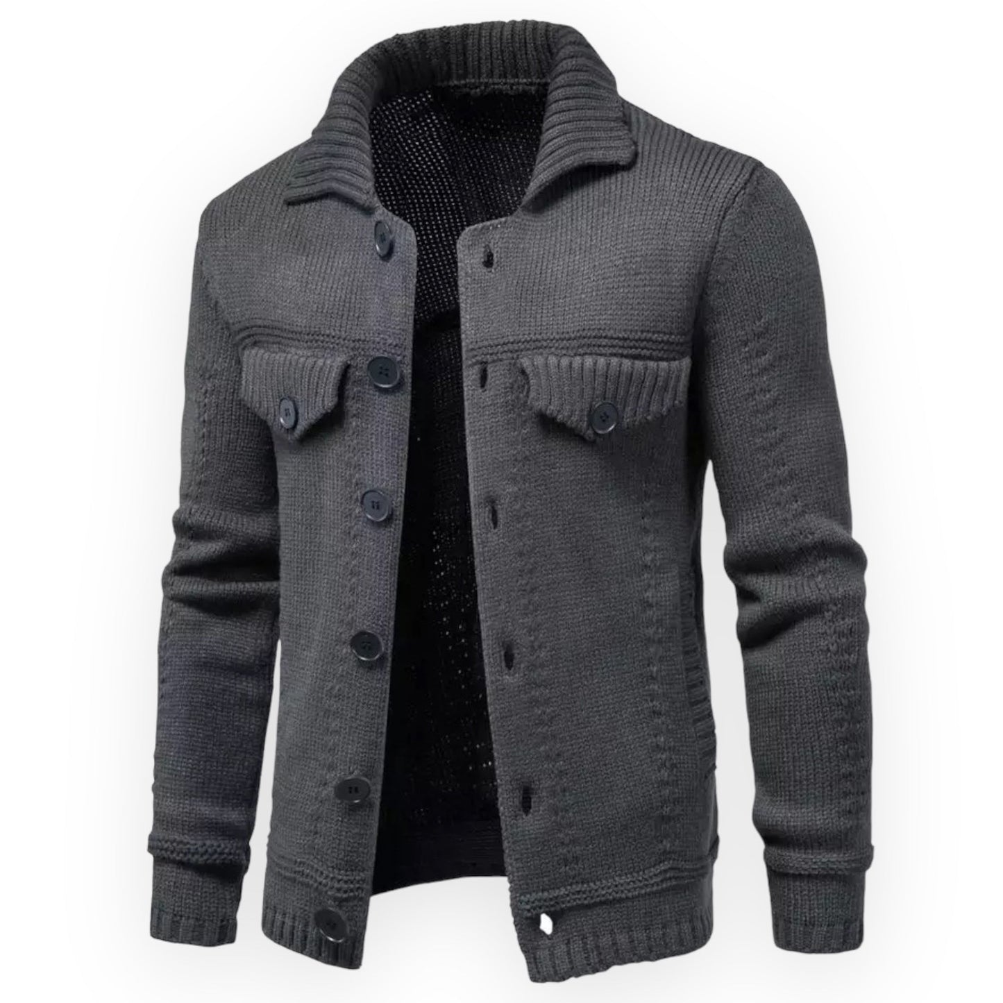 AXEL – Dik gebreid jack met knoopsluiting voor ultieme warmte en stijl