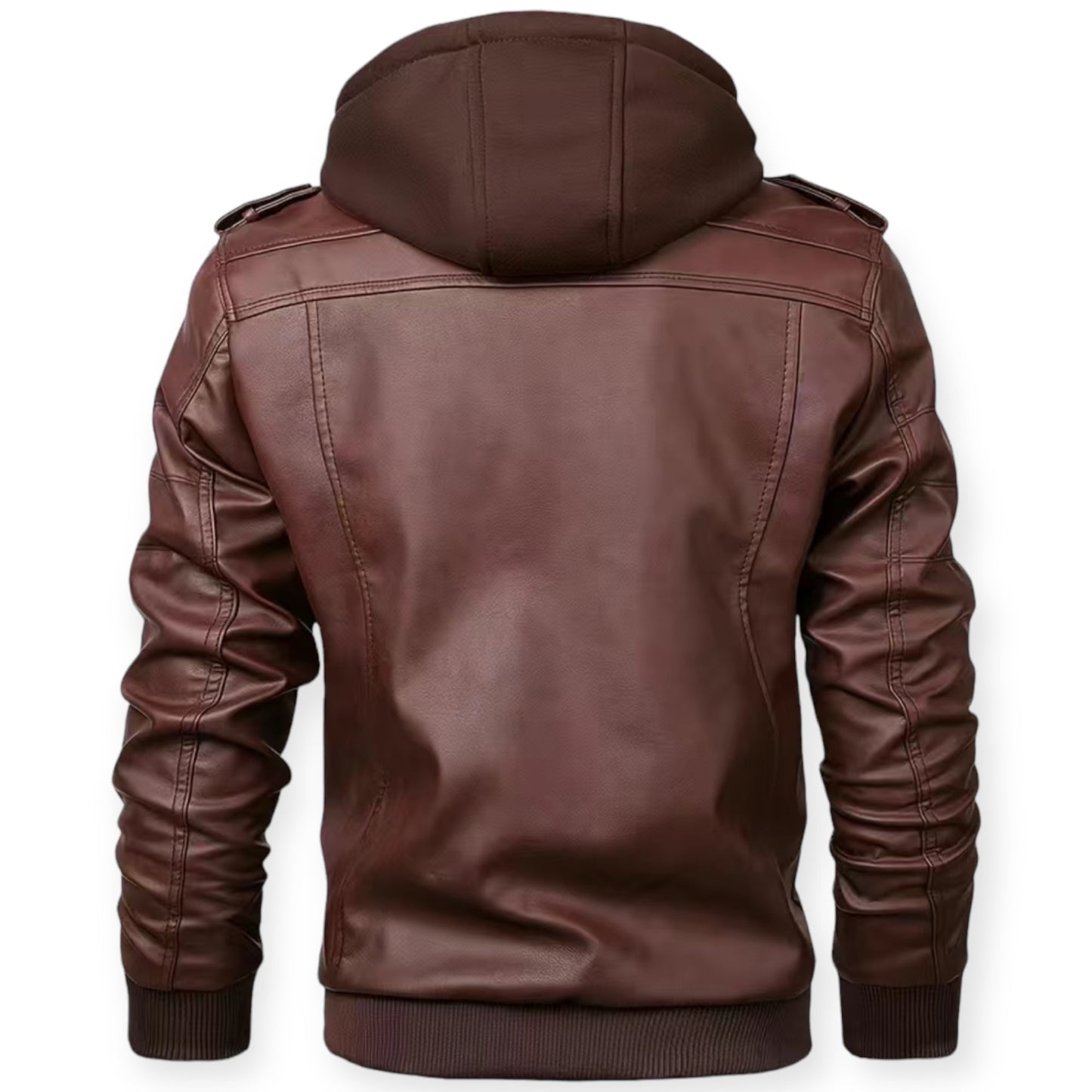 CADE - Leren jack met capuchon en ritssluiting voor een stoere look