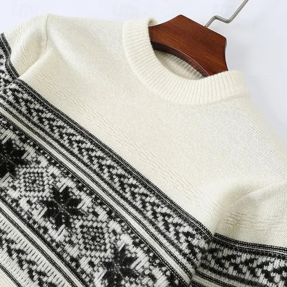 Gebreide herentrui met ronde hals en comfortabele pasvorm – MAREON - Glamorix