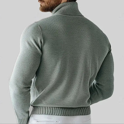 Heren coltrui met klassieke fit en geribde boorden – NÉVARO - Glamorix