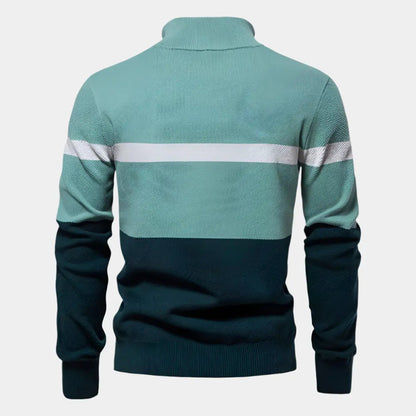 Herenpullover met colorblock en kwartrits – TAVIOR - Glamorix