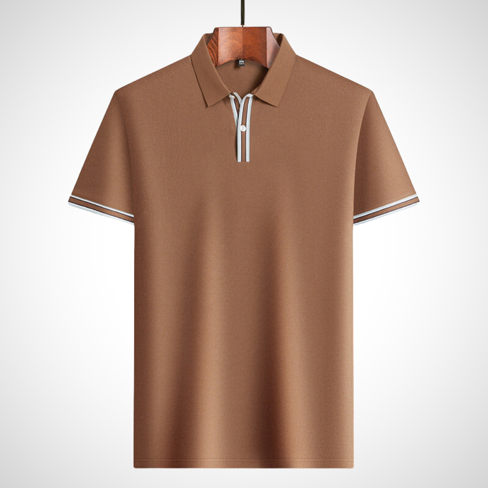 Heren polo met klassieke kraag en contrasterende details – CALDER STRIPEPOLO - Glamorix