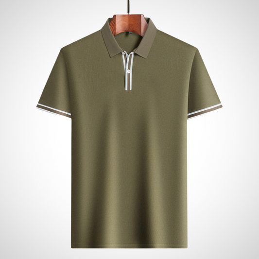 Heren polo met klassieke kraag en contrasterende details – CALDER STRIPEPOLO - Glamorix