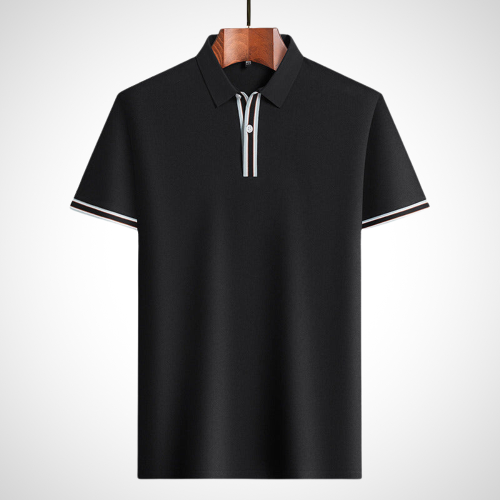 Heren polo met klassieke kraag en contrasterende details – CALDER STRIPEPOLO - Glamorix
