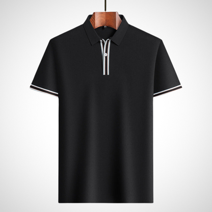 Heren polo met klassieke kraag en contrasterende details – CALDER STRIPEPOLO - Glamorix