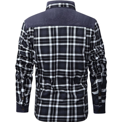 HARRIS - Herenjas met rustieke geruite knoopsluiting en corduroy accenten