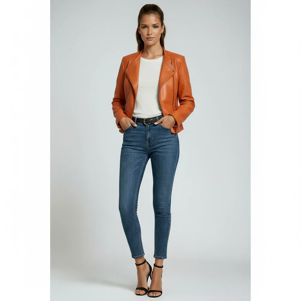 ELLENA – Dames leren jas met tijdloze pasvorm en stoere look - Glamorix