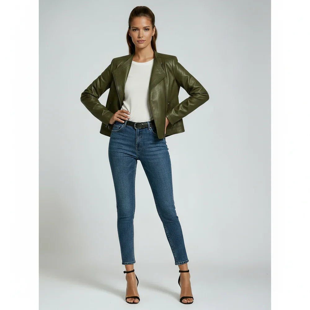 ELLENA – Dames leren jas met tijdloze pasvorm en stoere look - Glamorix