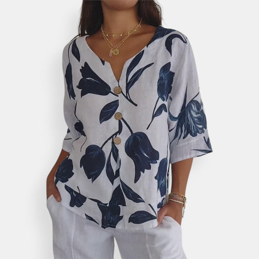Elegante damesblouse met tijdloze bloemenprint – FLORELLA