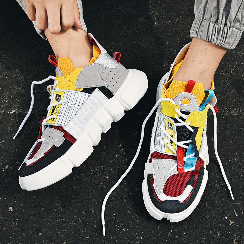 Fashion heren sneakers met futuristisch design en dikke zool – NOVARO X1 - Glamorix