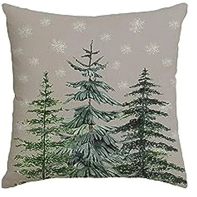 WINTERJOY – Kleurige kerst kussenhoes met 'Merry Christmas Tree' en 'Hello Winter' ontwerp