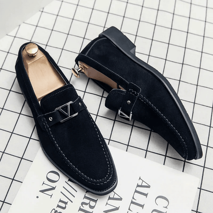 Heren loafers met hoekige belijning en metalen gesp – VARELLO EDGE - Glamorix