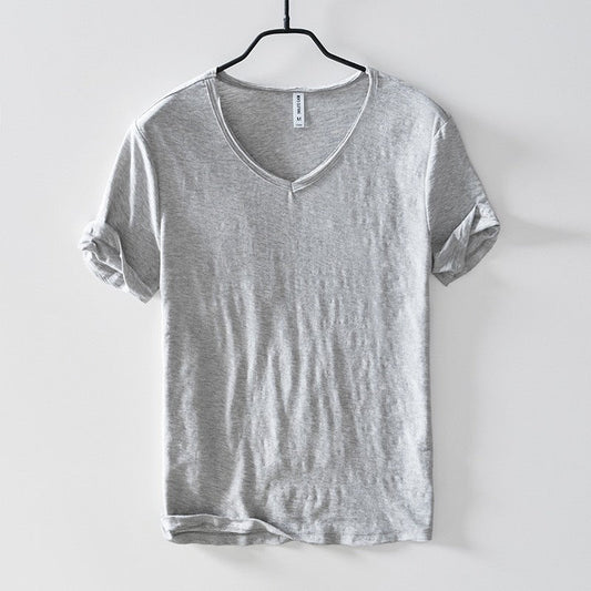 Heren T-shirt met V-hals en raw-edge afwerking – NOX RELAX - Glamorix
