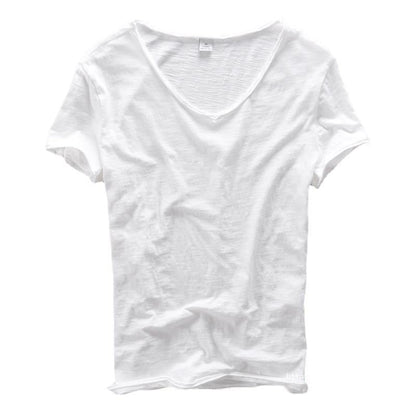 Heren T-shirt met V-hals en raw-edge afwerking – NOX RELAX - Glamorix