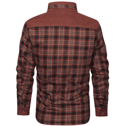 HARRIS - Herenjas met rustieke geruite knoopsluiting en corduroy accenten