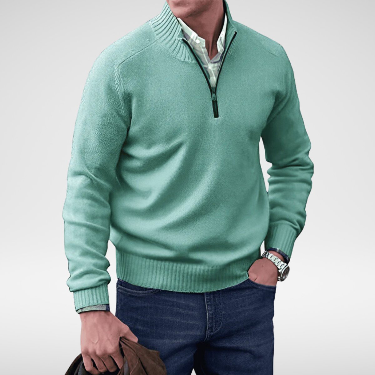 ETHAN - Gebreide half-zip trui voor heren