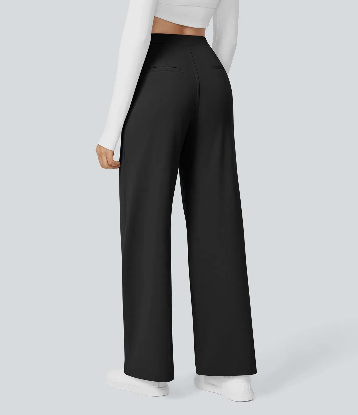 Wijde damesbroek met hoge taille en elegante snit – VelluraWide - Glamorix