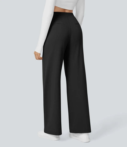 Wijde damesbroek met hoge taille en elegante snit – VelluraWide - Glamorix