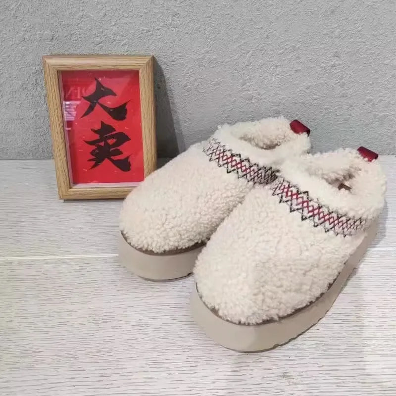 FAYE - Plateau pantoffels in imitatievacht met patroon voor dames