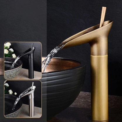 Waterval wastafelkraan met retro design voor badkamer – VELLUTO AquaFall - Glamorix