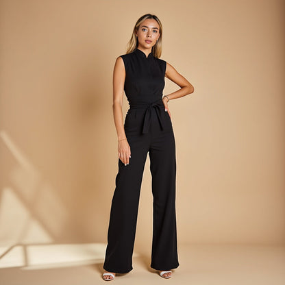 Elegante Mouwloze Jumpsuit Met Hoge Halslijn Voor Dames – LUNA VIBE - Glamorix