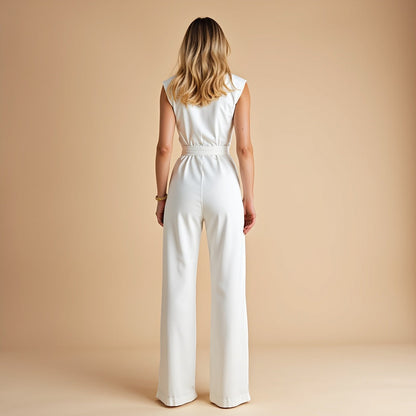 Elegante Mouwloze Jumpsuit Met Hoge Halslijn Voor Dames – LUNA VIBE - Glamorix