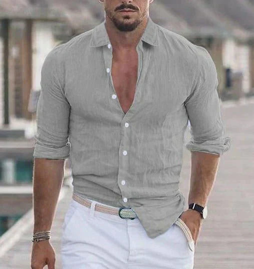 Herenoverhemd met opstaande kraag en diepe knoopsluiting – LUCA STANDCOLLAR - Glamorix