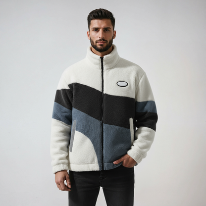 RAFE – Heren fleece jas in vintage stijl met rits - Glamorix