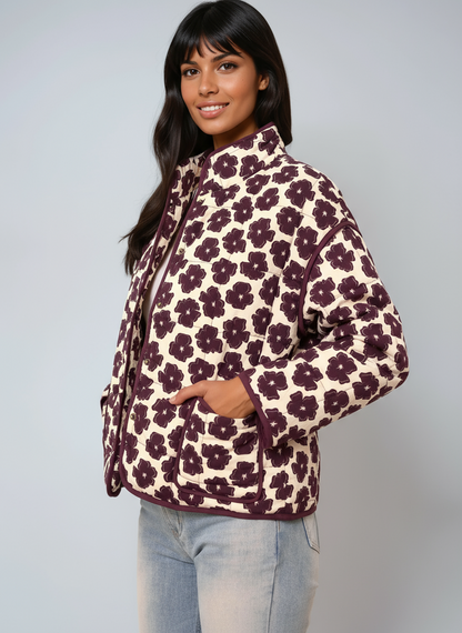 MIRELLE – Dames tussenjas met bloemenprint en knoopsluiting - Glamorix