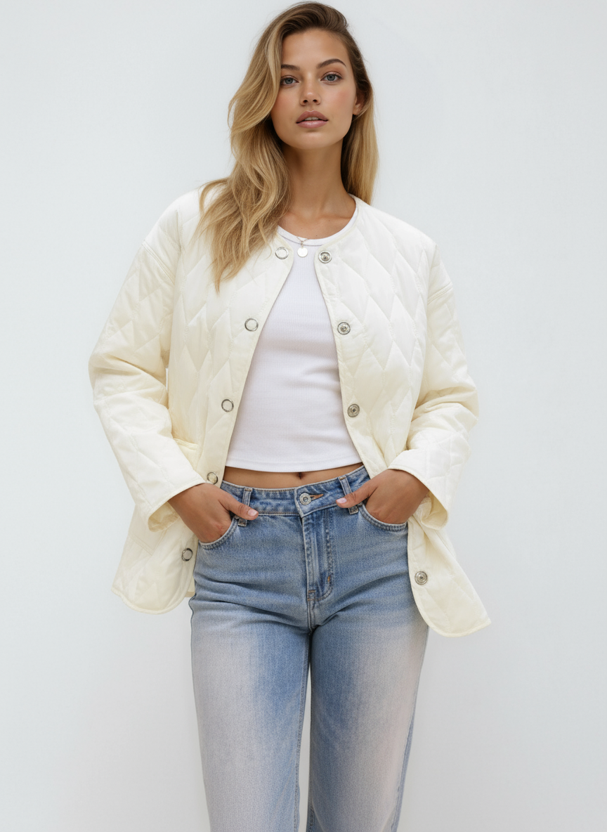 ELY – Gewatteerde dames tussenjas met drukknoopsluiting - Glamorix