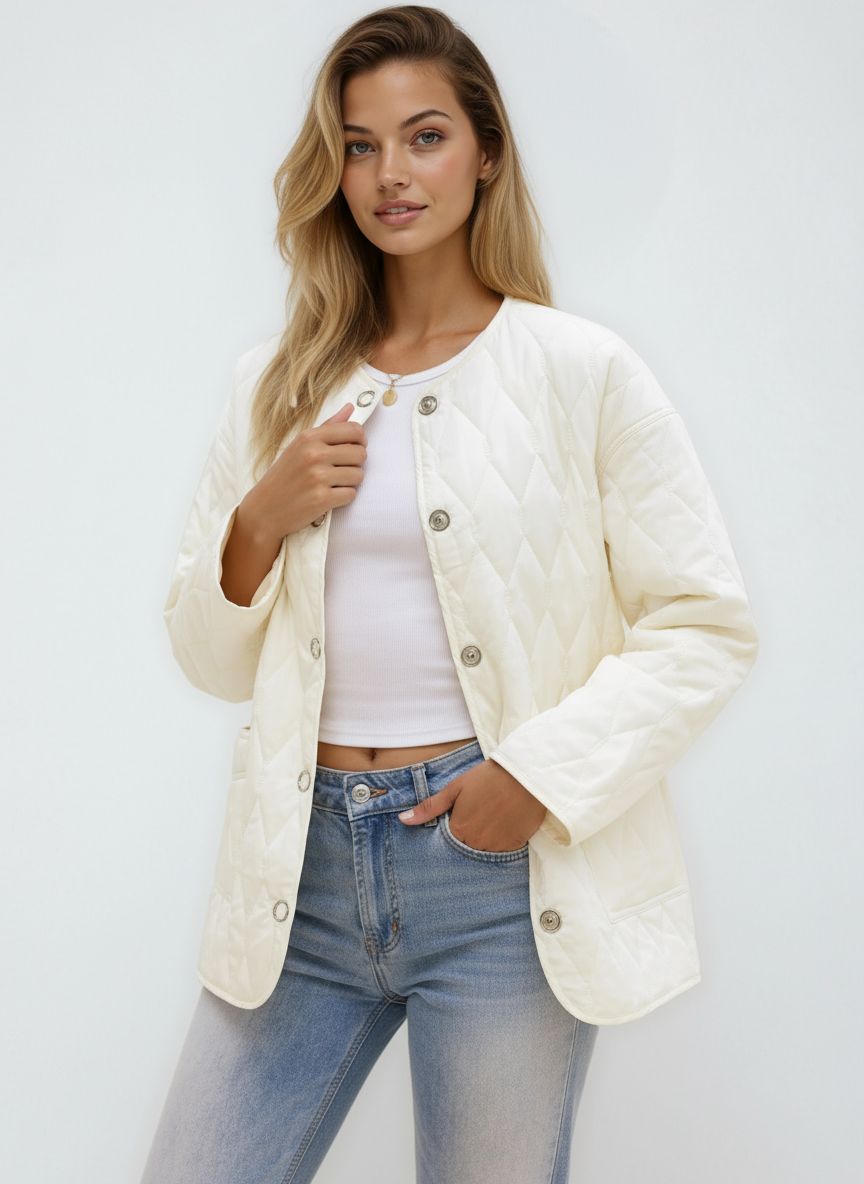 ELY – Gewatteerde dames tussenjas met drukknoopsluiting - Glamorix