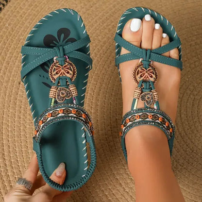 Dames sandalen met sierlijke details en elastische instap – FROSIA - Glamorix