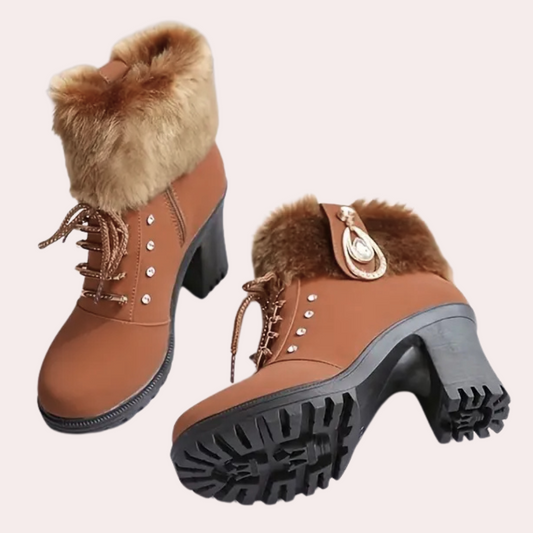 LIV - Enkellaarsjes met vetersluiting en stevige hak