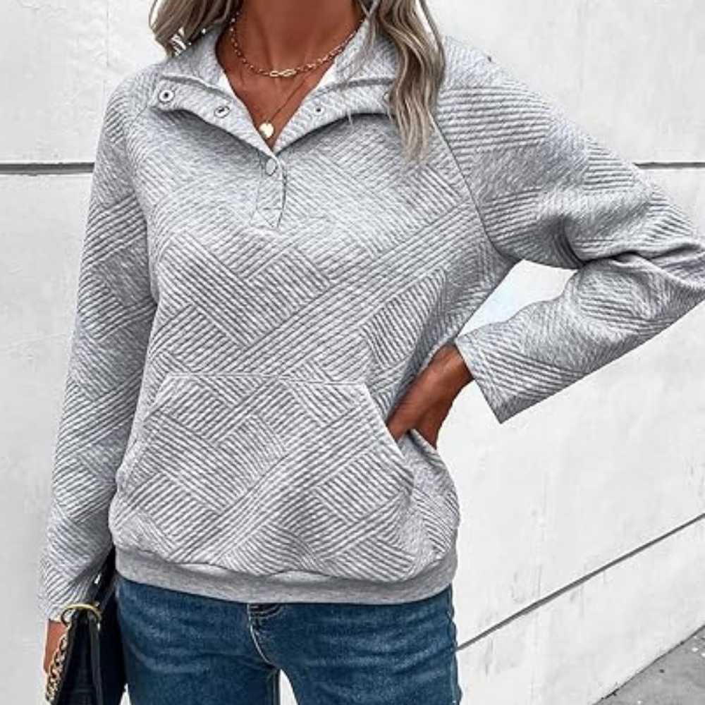 Casual dames sweater met kraag en moderne snit – MAELYS SoftZip - Glamorix