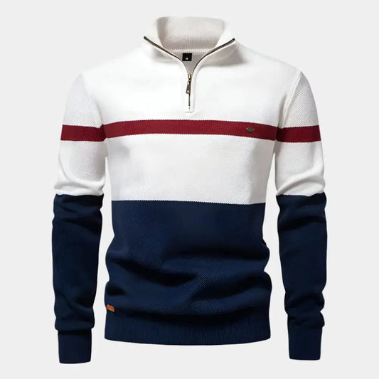 Herenpullover met colorblock en kwartrits – TAVIOR - Glamorix