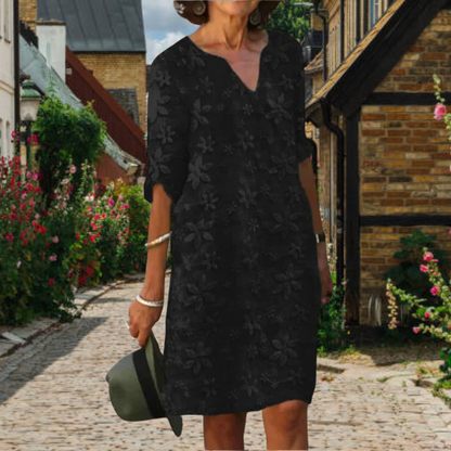 Chique damesjurk met lange mouwen en elegante pasvorm – AMIRA ELEGANCE - Glamorix