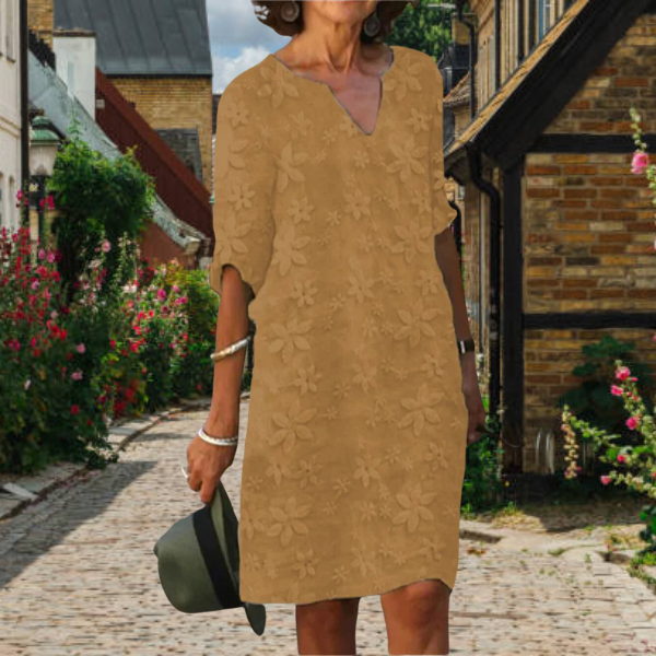 Chique damesjurk met lange mouwen en elegante pasvorm – AMIRA ELEGANCE - Glamorix