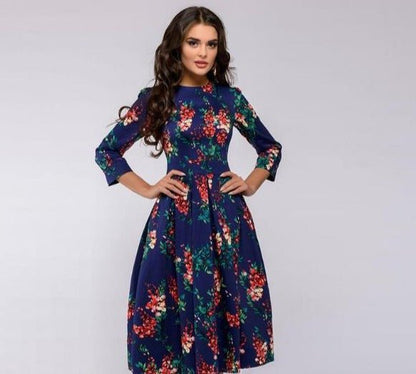 FLORENCE - Midi-jurk met bloemenprint en praktische zakken