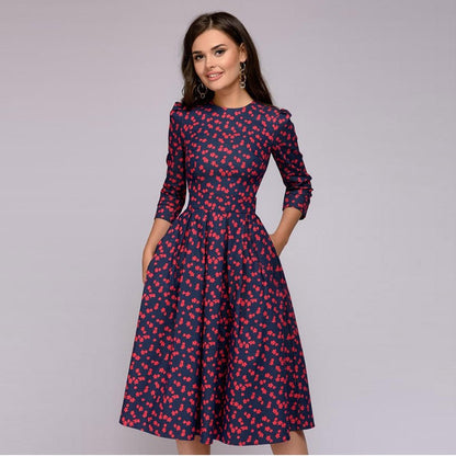 FLORENCE - Midi-jurk met bloemenprint en praktische zakken